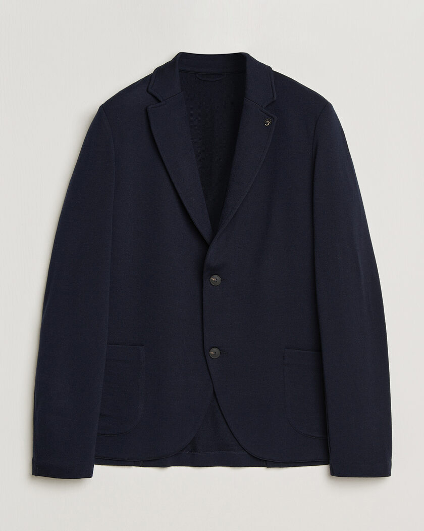  Gran Sasso Wool Knitted Blazer Navy – Sininen