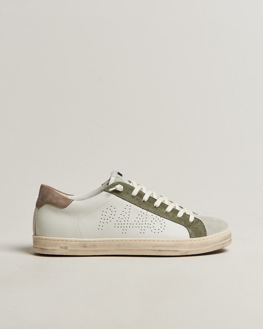 P448 John Leather/Suede Sneaker White/Olive/Grey – Valkoinen