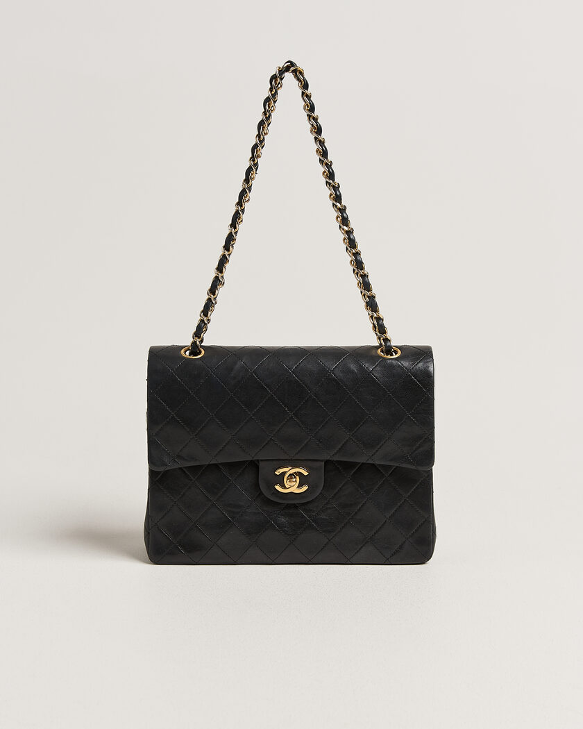 Chanel Pre-Owned Classic Medium Square Double Flap Bag Lambskin Black – Musta
