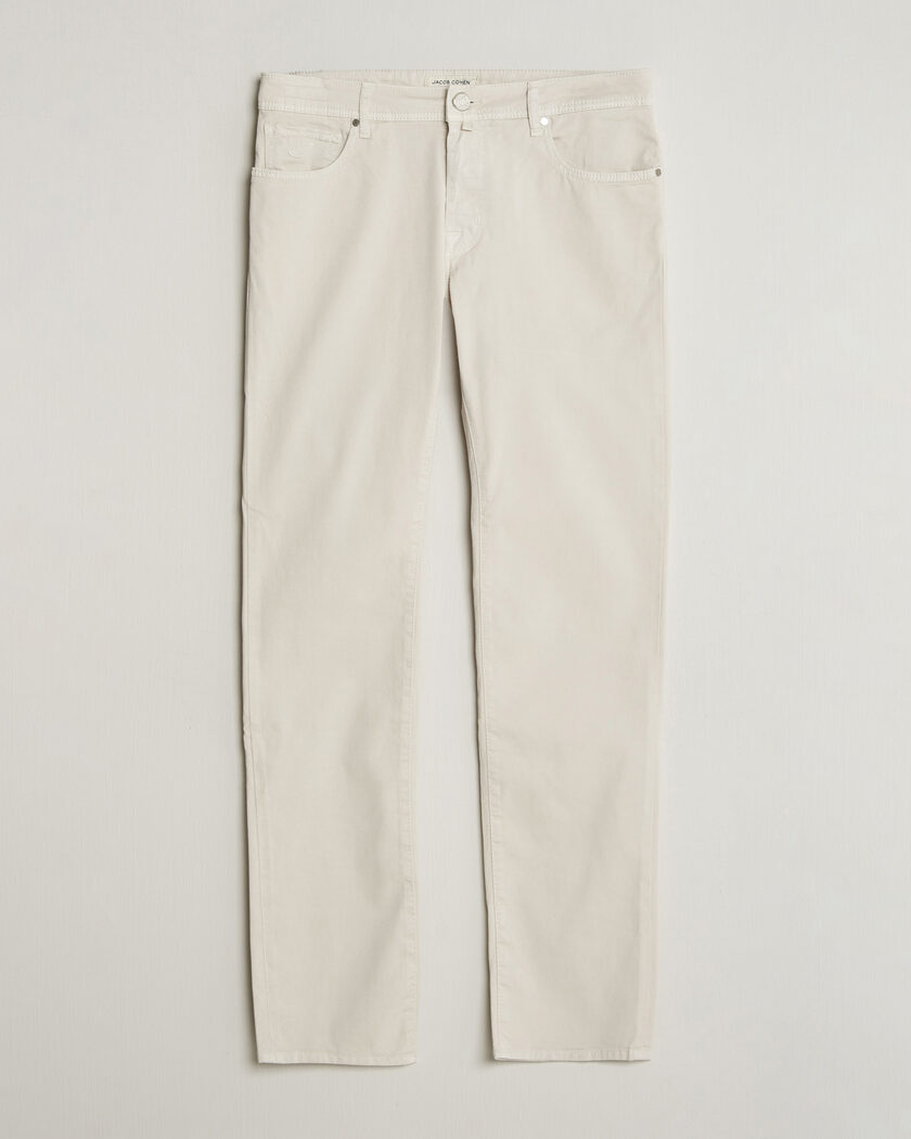 Jacob Cohën Bard Garment Dyed Gabardine Trousers Off White – Valkoinen