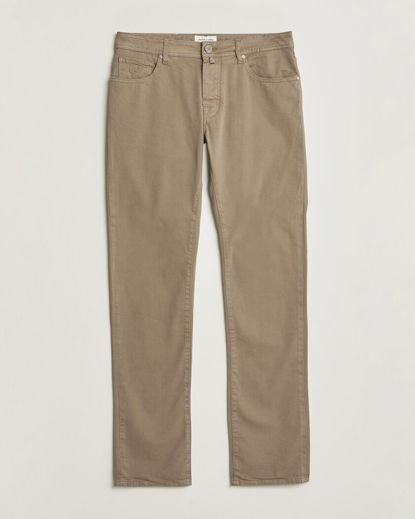 Jacob Cohën Bard Garment Dyed Gabardine Trousers Khaki Beige – Beige