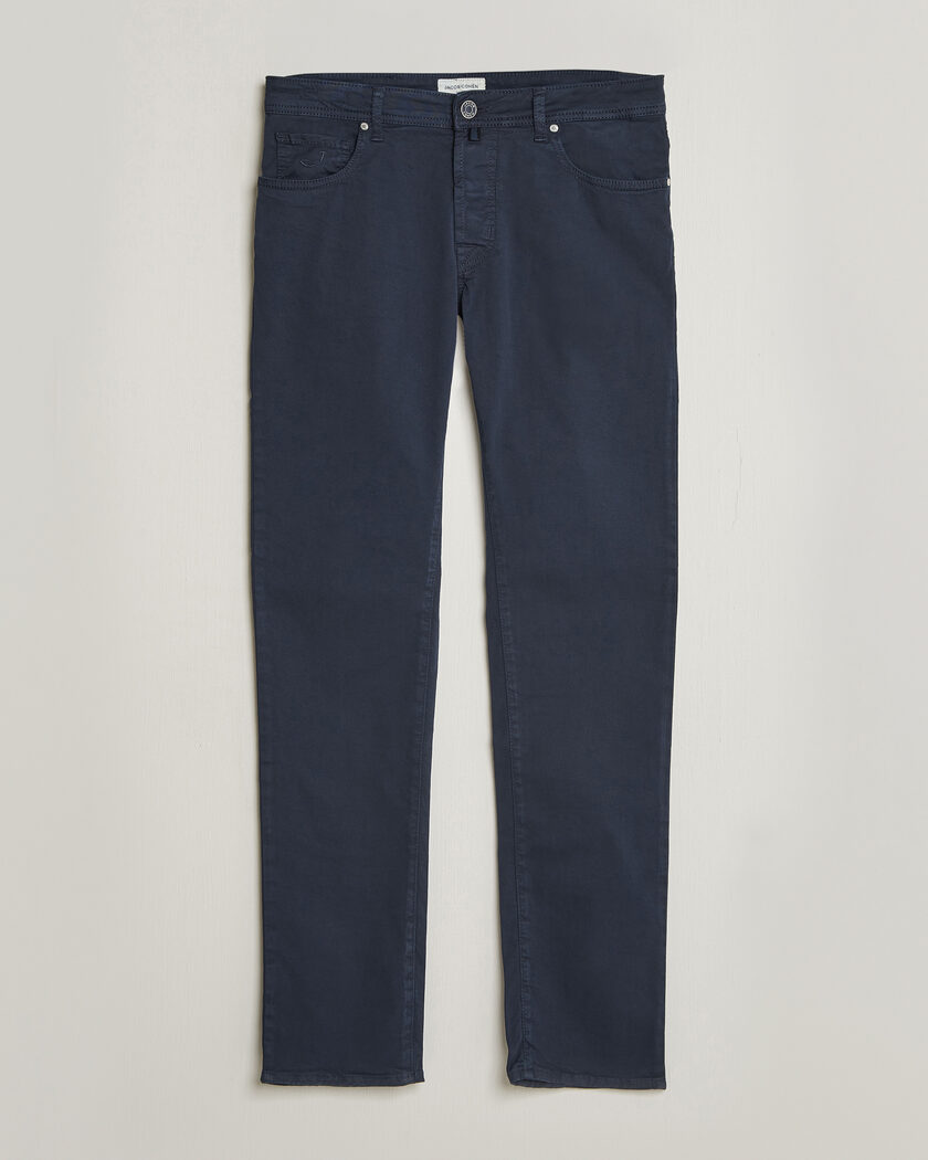Jacob Cohën Bard Garment Dyed Gabardine Trousers Navy Blue – Sininen