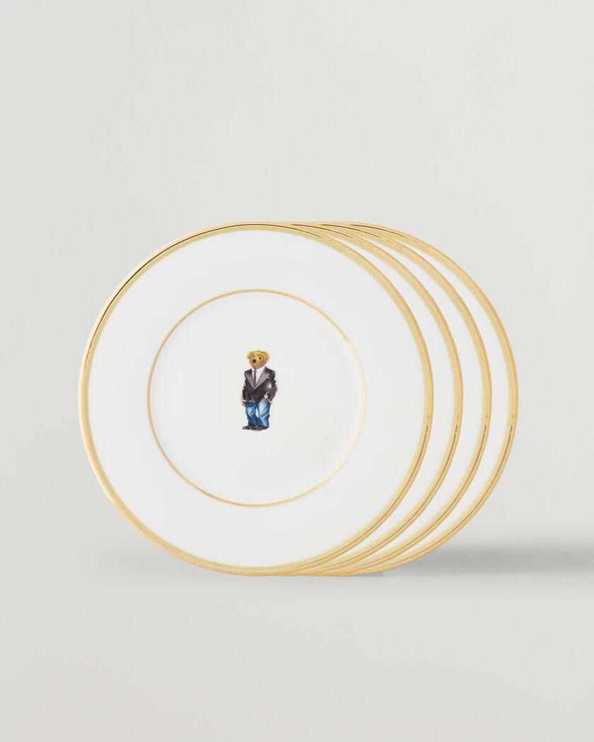 Ralph Lauren Home Wilshire Tuxedo Bear Plate Set White/Gold – Valkoinen