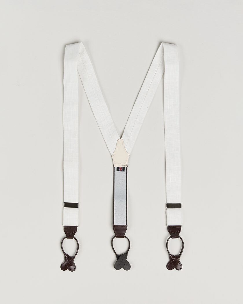 Albert Thurston Linen Braces Ivory – Valkoinen