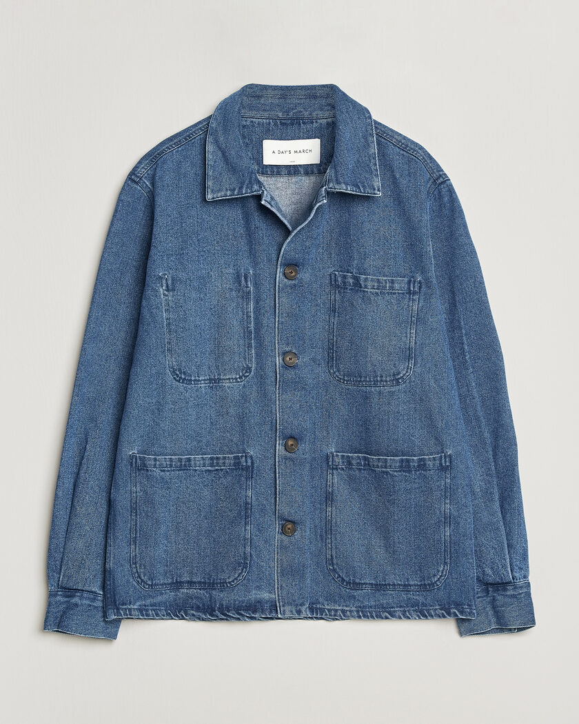 A Day's March Algot Denim Overshirt Washed Blue – Sininen