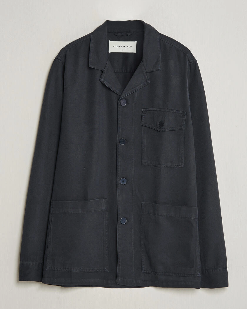 A Day's March Banagher Lyocell Overshirt Navy – Sininen