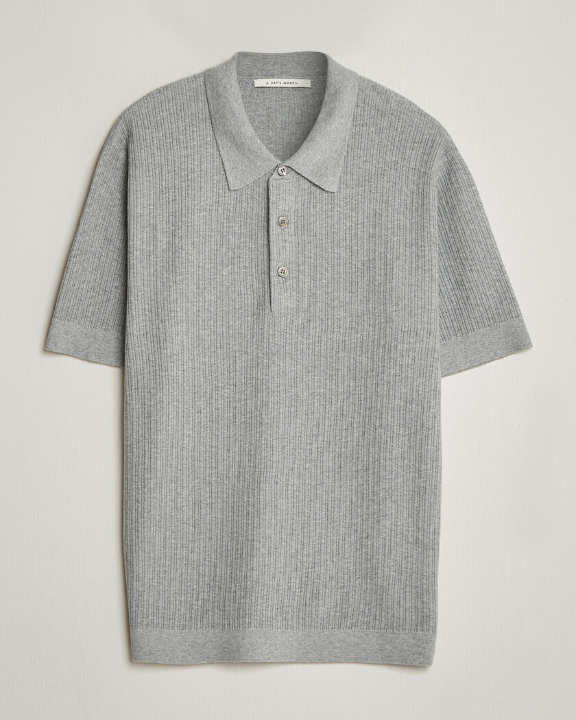 A Day's March Aspen Structured Knitted Polo Grey – Harmaa