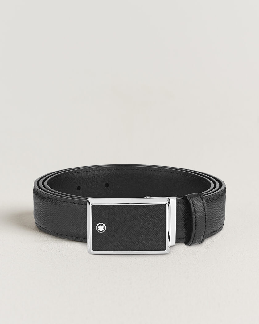 Montblanc Marquetry Plate 30mm Leather Belt Black – Musta