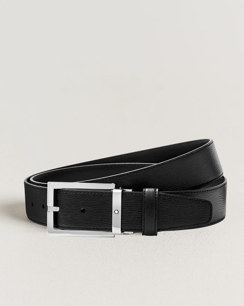 Montblanc Rectangular 35mm Leather Belt Black – Musta