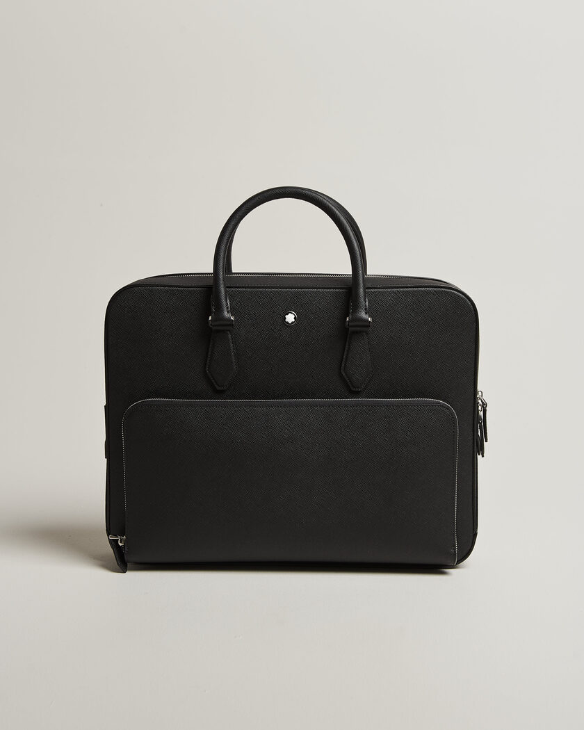Montblanc Medium Sartorial Leather Briefcase with Pocket Black – Musta
