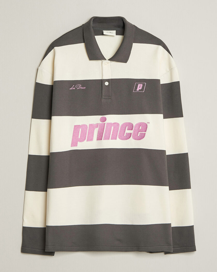 LES DEUX Prince Striped Long Sleeve Polo Raven Gray – Harmaa