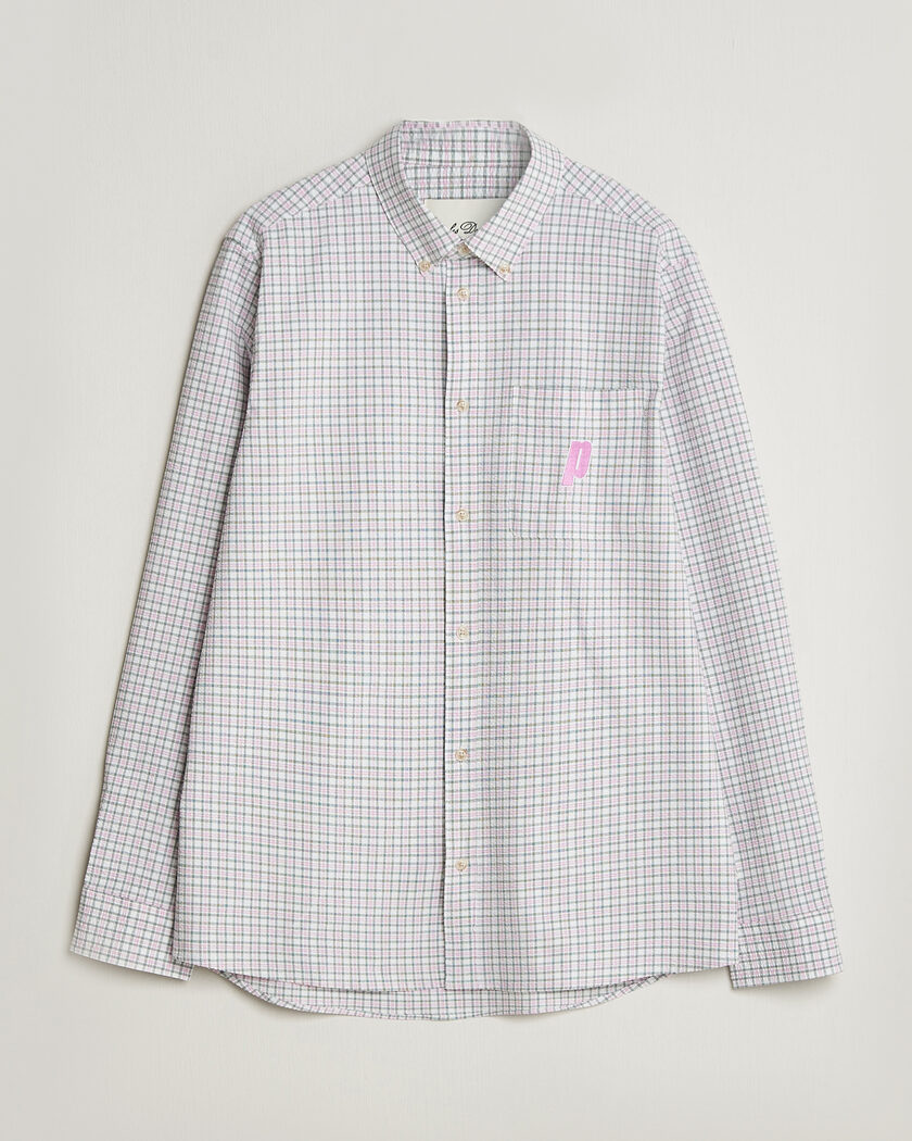 LES DEUX Prince Seersucker Check Shirt Ivory – Vaaleanpunainen