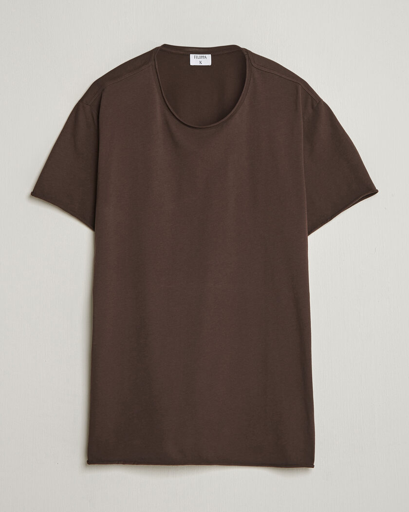 Filippa K Roll Neck Crew Neck T-Shirt Dark Chocolate – Ruskea
