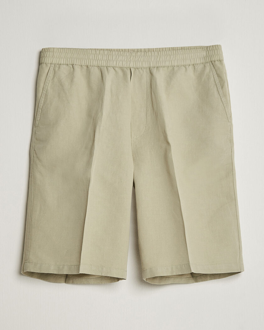 Filippa K Theo Relaxed Linen/Cotton Drawstring Shorts Light Green – Vihreä