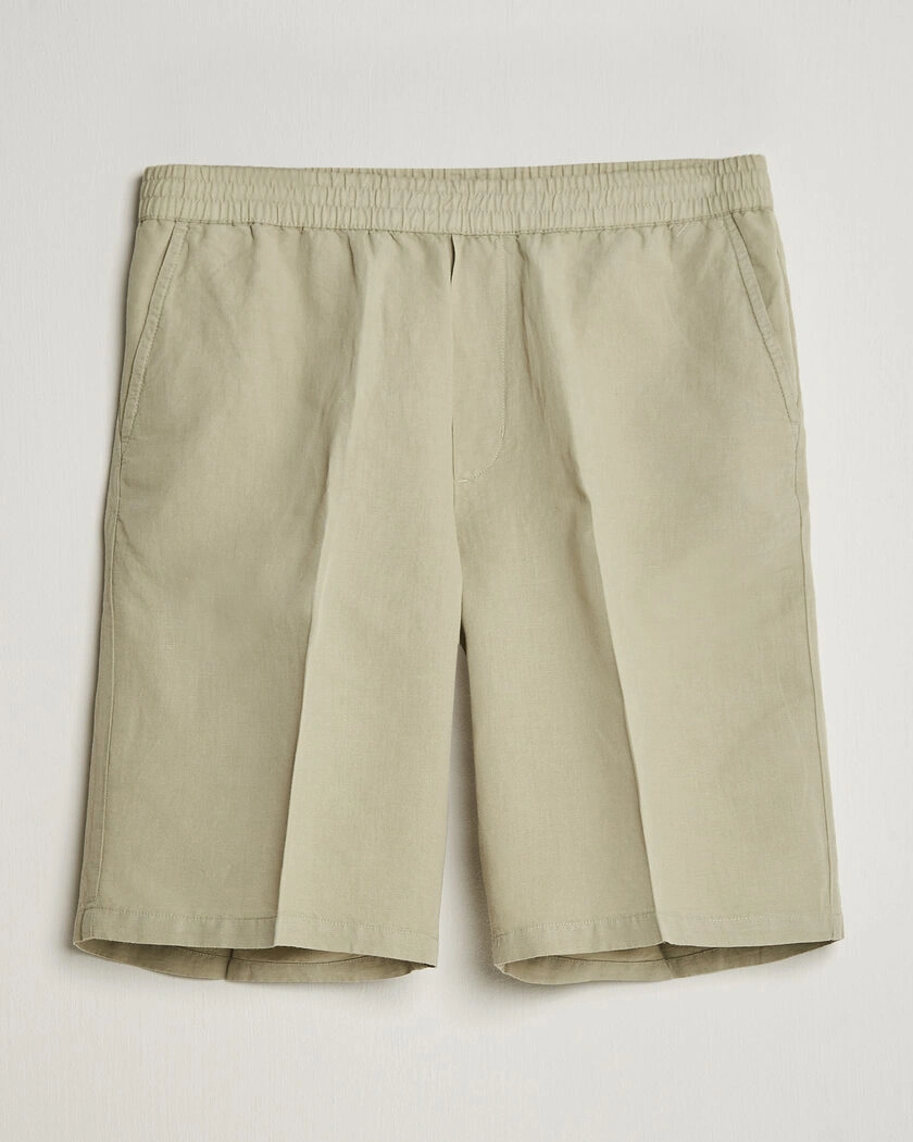Filippa K Theo Relaxed Linen/Cotton Drawstring Shorts Light Green – Vihreä
