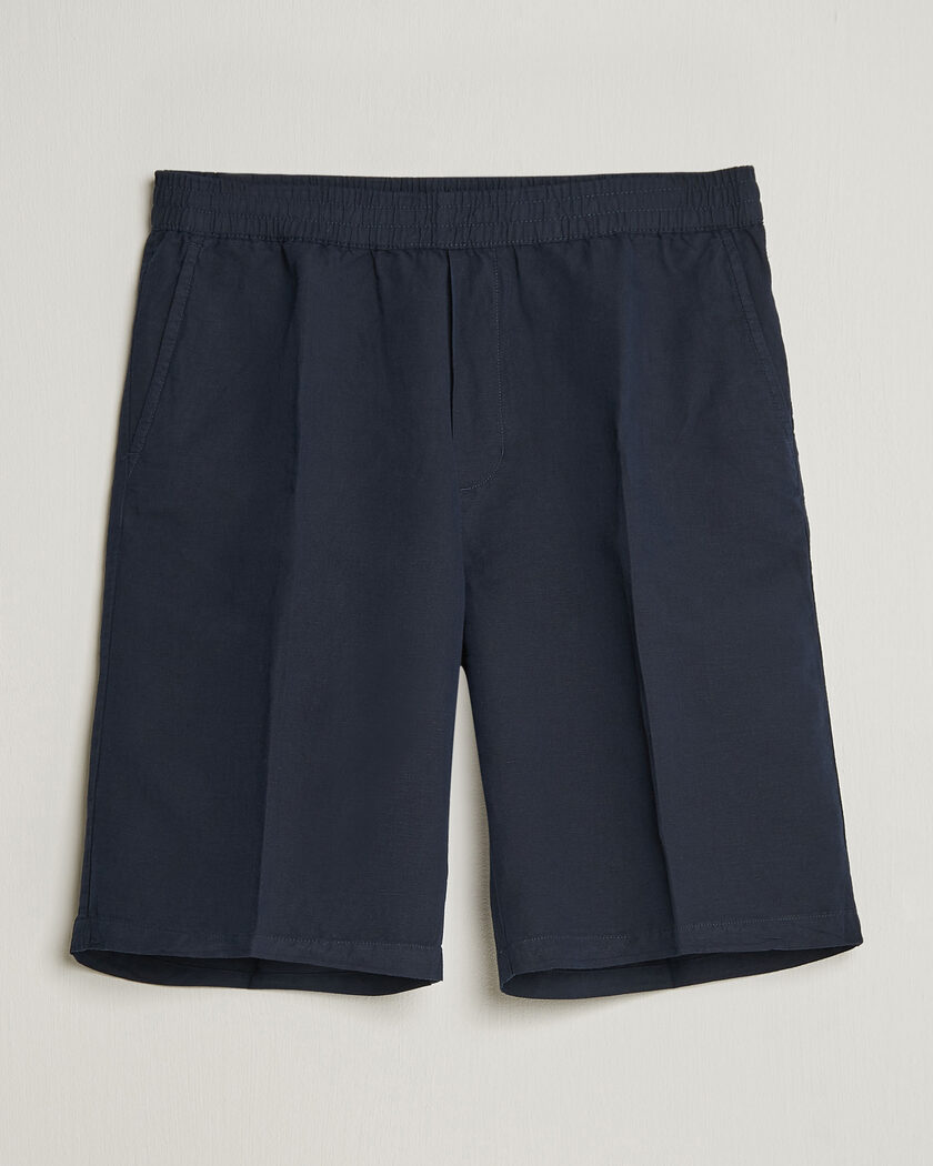 Filippa K Theo Relaxed Linen/Cotton Drawstring Shorts Navy – Sininen