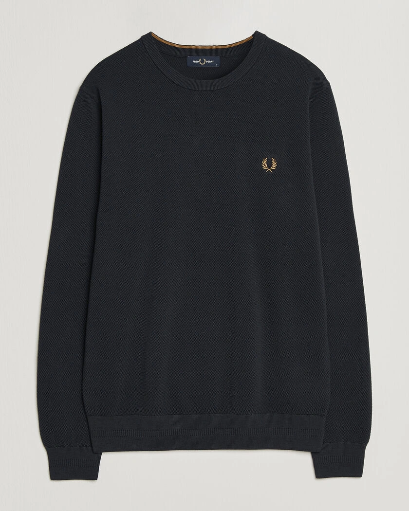 Fred Perry Piqué Stitched Sweater Navy – Sininen