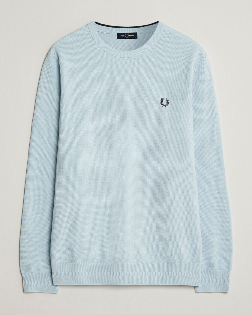 Fred Perry Piqué Stitched Sweater Light Ice – Sininen