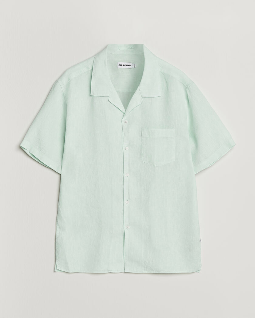 J.Lindeberg Elio Linen Short Sleeve Shirt Bay Green – Vihreä