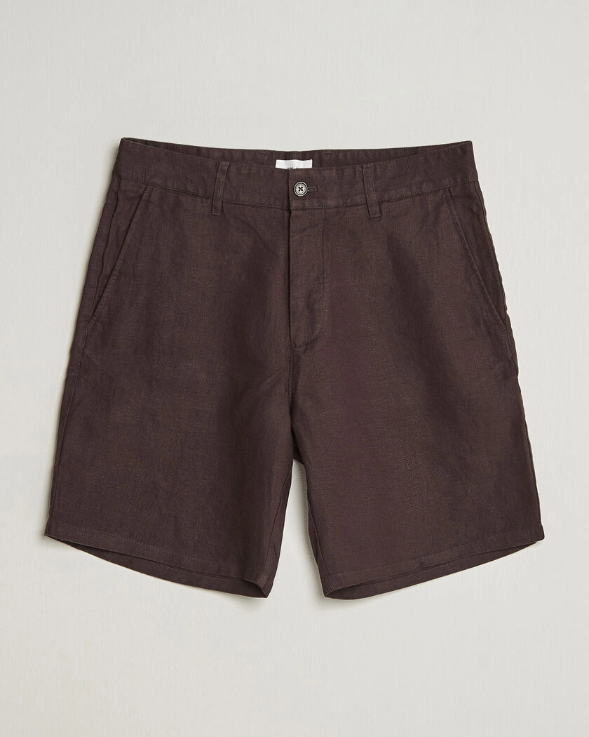 NN07 Aden Linen Shorts Dusky Port – Ruskea