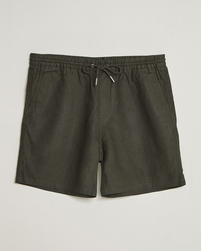 NN07 Gregor Linen Drawstring Shorts Dark Army – Vihreä