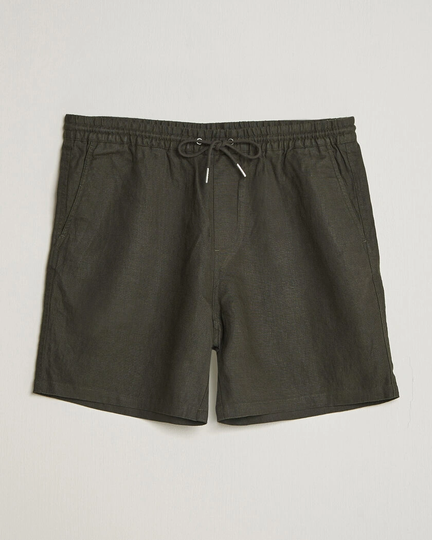 NN07 Gregor Linen Drawstring Shorts Dark Army – Vihreä