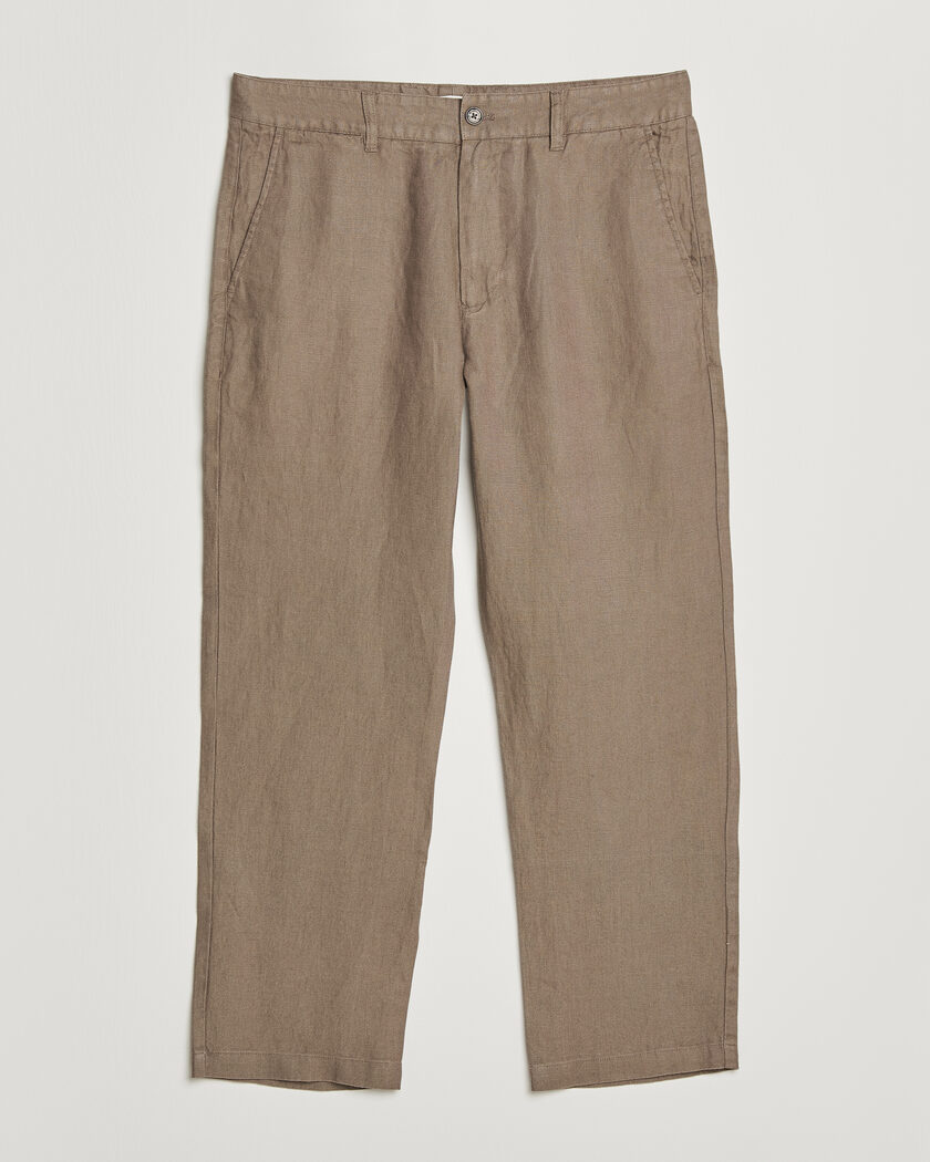 NN07 Aden Regular Fit Linen Trousers Clay Mirage – Ruskea