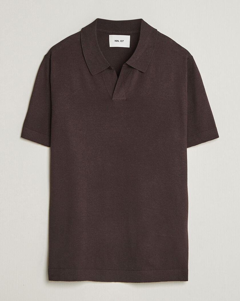 NN07 Ryan Cotton/Linen Polo Dusky Port – Ruskea