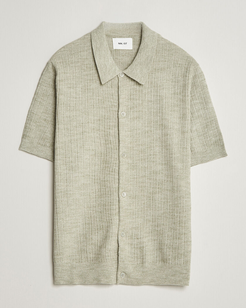 NN07 Nolan Knitted Short Sleeve Shirt Sage Green – Vihreä