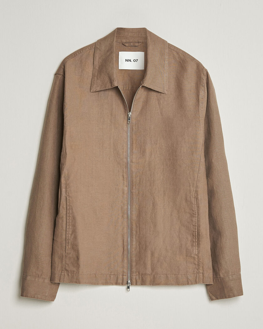 NN07 Alban Linen Full Zip Overshirt Clay Mirage – Ruskea