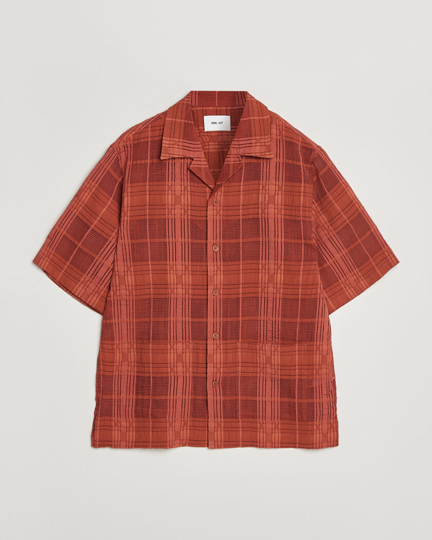 NN07 Ben Short Sleeve Shirt Sienna Heat – Punainen