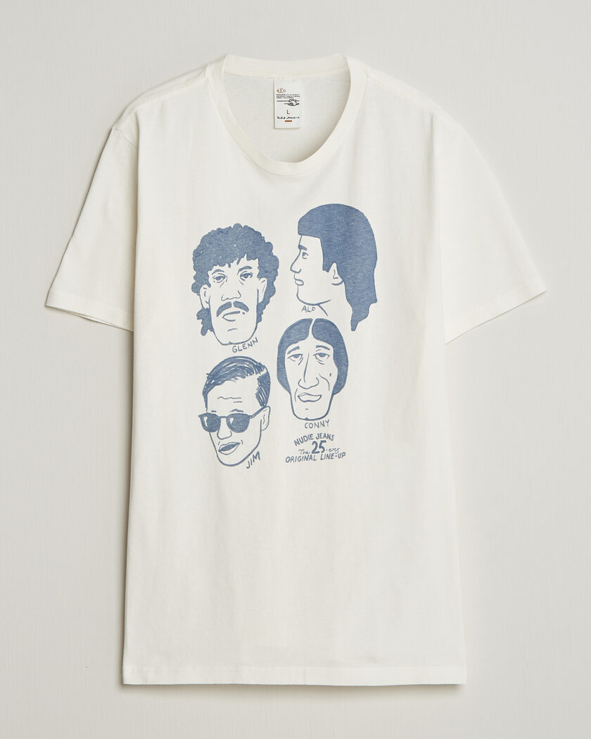 Nudie Jeans Roy Fab Four T-Shirt Chalk White – Valkoinen