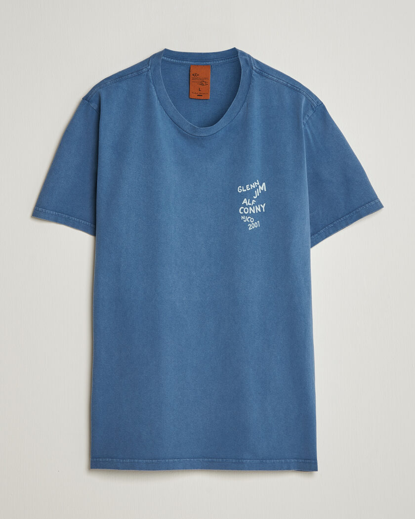 Nudie Jeans Roy OG Line-Up T-Shirt French Blue – Sininen