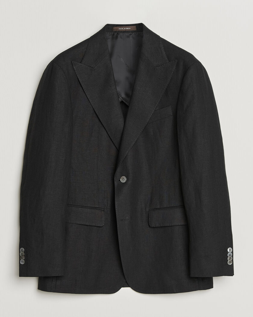 Oscar Jacobson Rufus Soft Linen Blazer Black – Musta