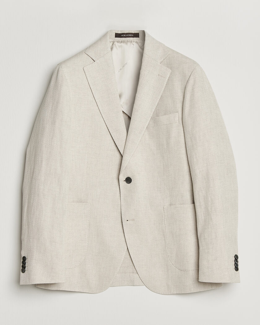 Oscar Jacobson Ferry Patch Cotton/Linen Blazer Off White – Beige