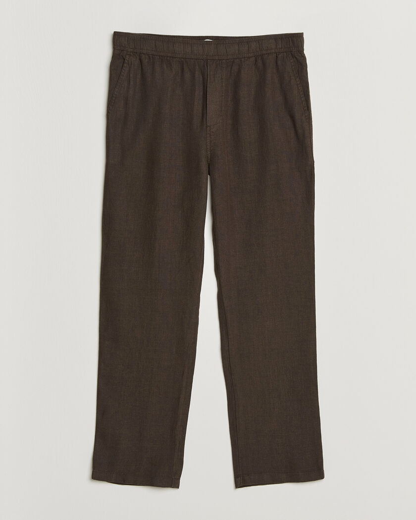 Samsøe Samsøe Jabari Linen Drawstring Trousers Turkish Coffee – Ruskea
