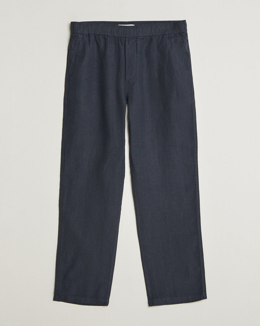 Samsøe Samsøe Jabari Linen Drawstring Trousers Salute Navy – Sininen