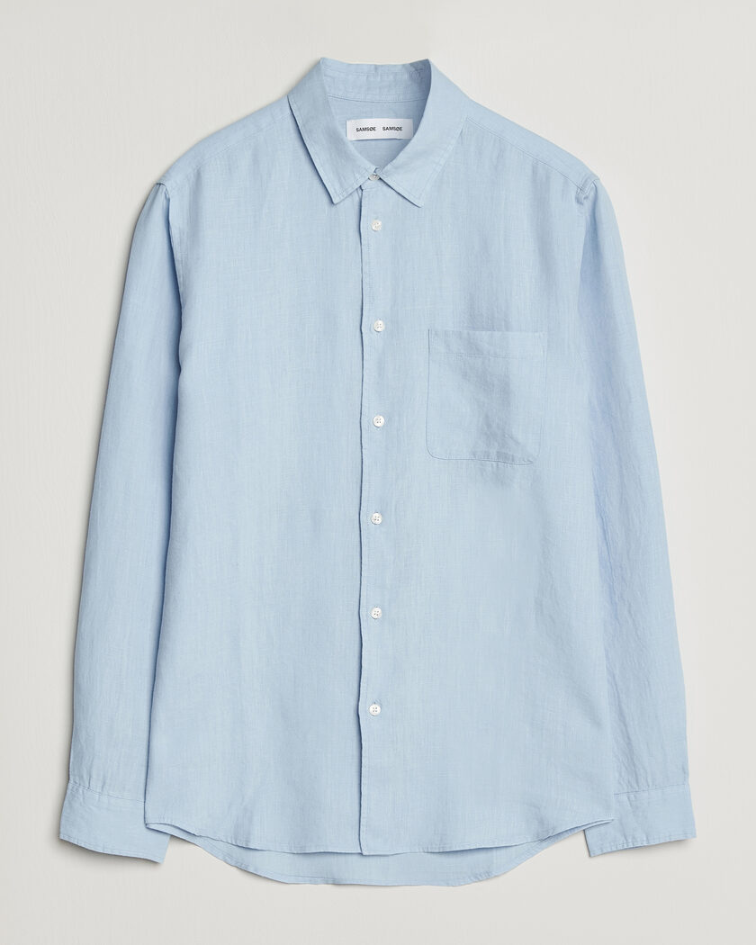 Samsøe Samsøe Liam Linen Shirt Windsurfer – Sininen