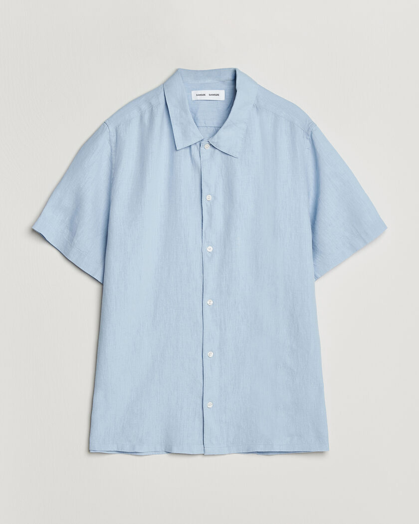 Samsøe Samsøe Avan Linen Short Sleeve Shirt Windsurfer – Sininen