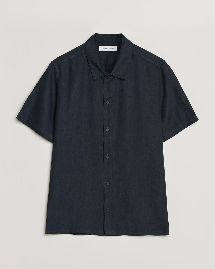 Samsøe Samsøe Avan Linen Short Sleeve Shirt Salute Navy – Sininen