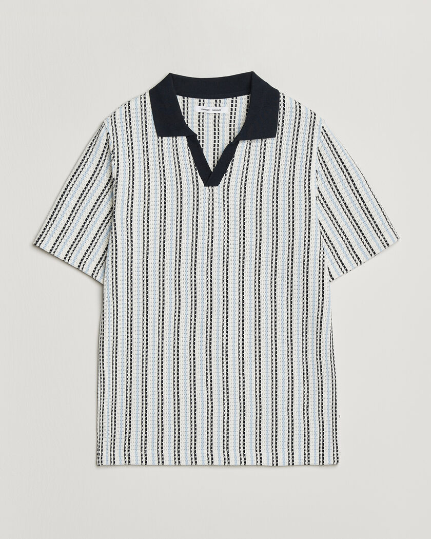 Samsøe Samsøe Mac Striped Knitted Polo Blue/White – Monivärinen