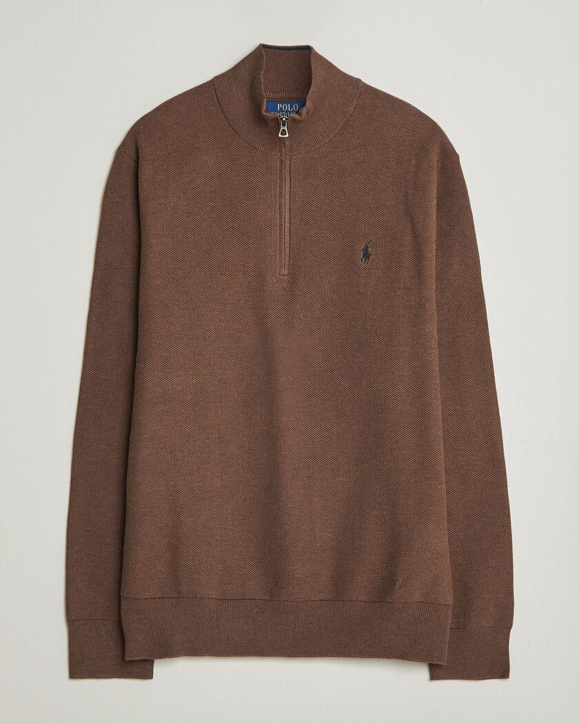 Polo Ralph Lauren Textued Half-Zip Nutmeg Brown Heather – Ruskea