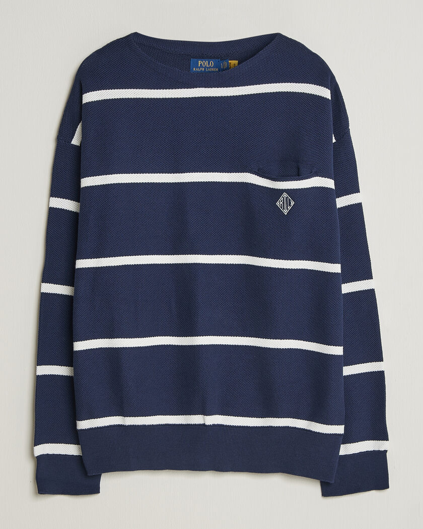 Polo Ralph Lauren Striped Boat Neck Sweater Navy Combo – Sininen