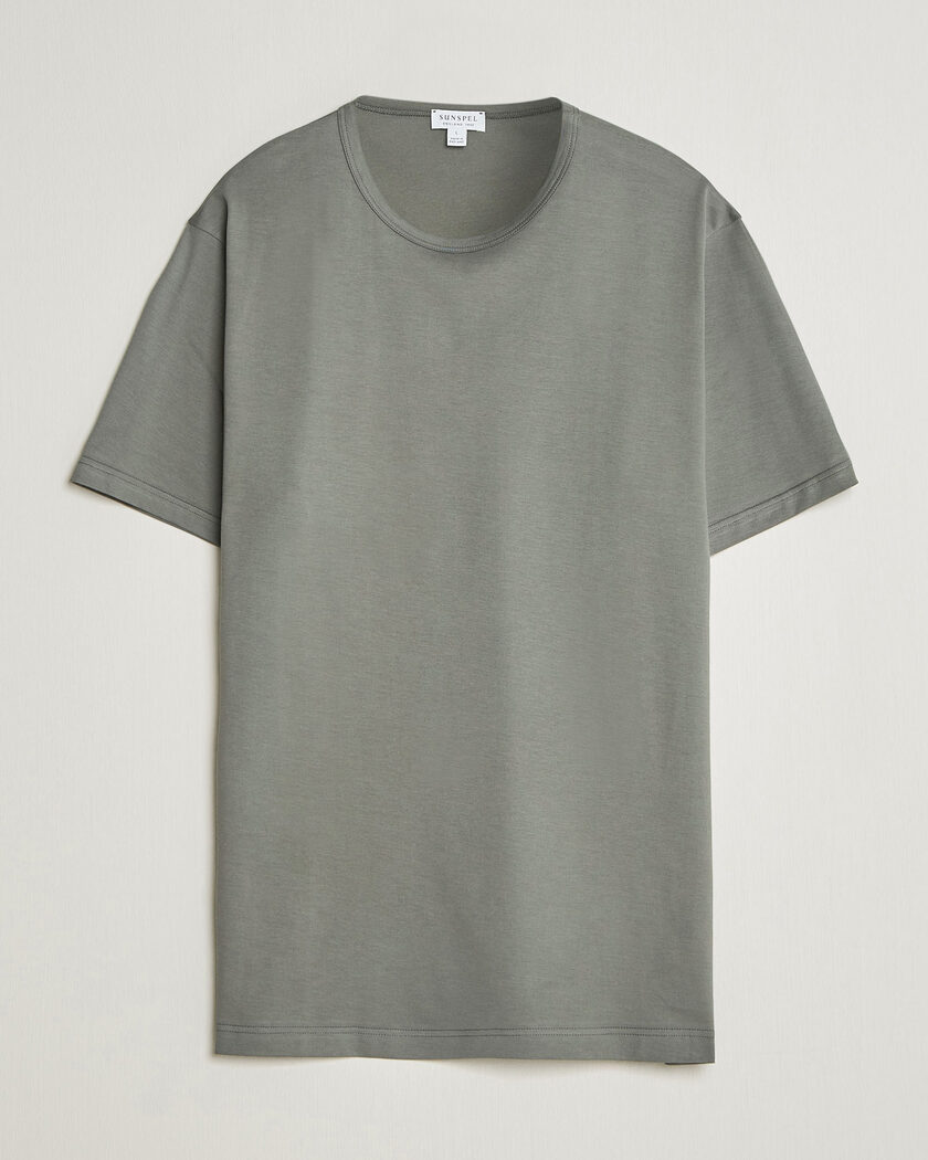 Sunspel Crew Neck Q82 Cotton T-Shirt Fossil Grey – Harmaa