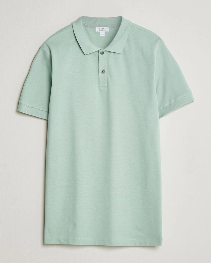 Sunspel Short Sleeve Pique Polo Laurel Green – Vihreä