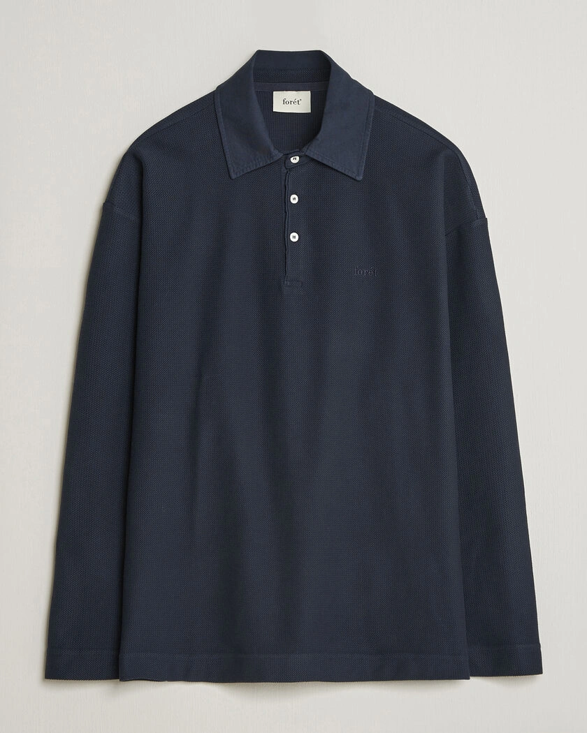 Forét Herb Textured Knit Polo Navy – Sininen