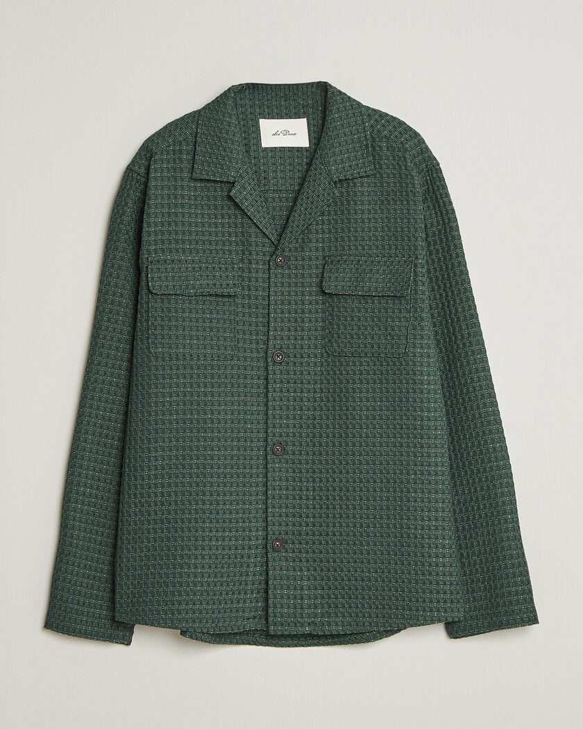 Les Deux Check Seersucker Overshirt Pine Green – Vihreä