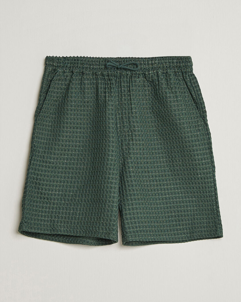 LES DEUX Check Seersucker Casual Shorts Pine Green – Vihreä