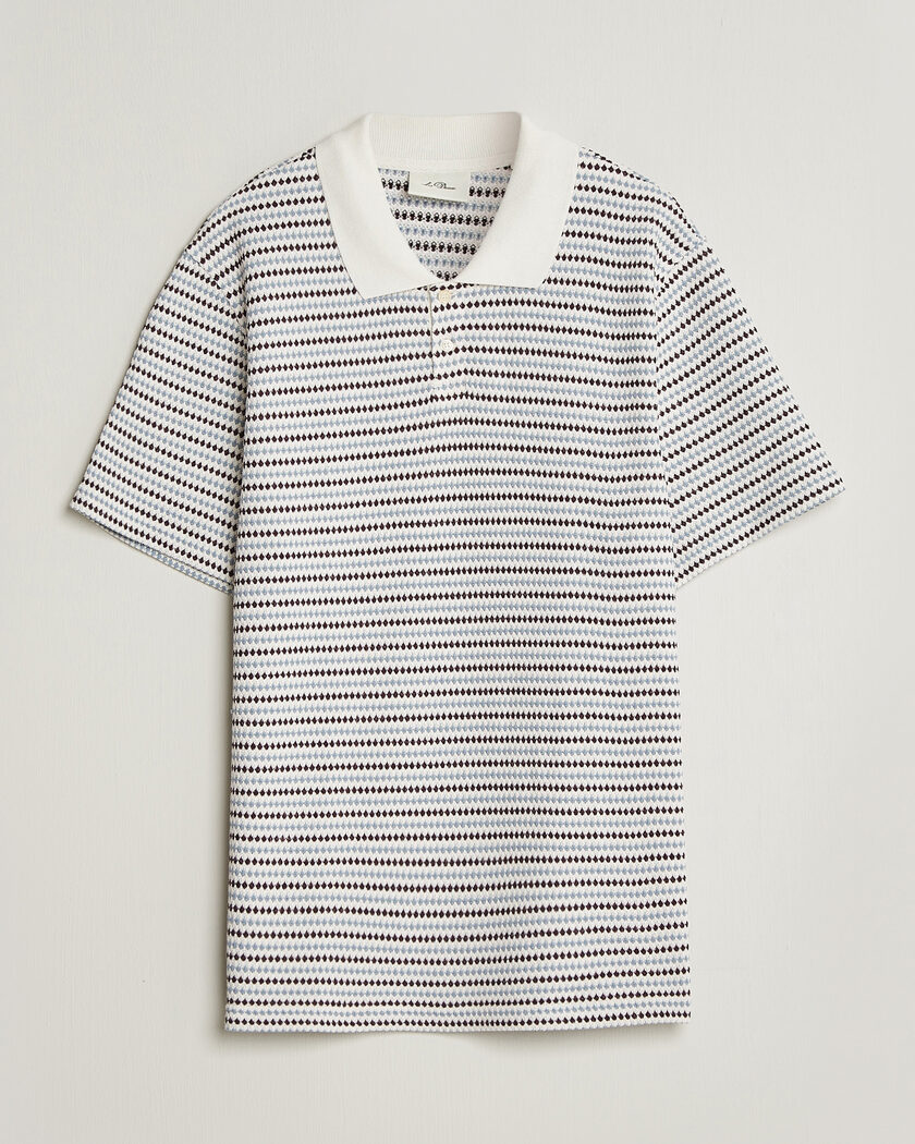 LES DEUX Knitted Stripe Polo Eggnog White – Monivärinen