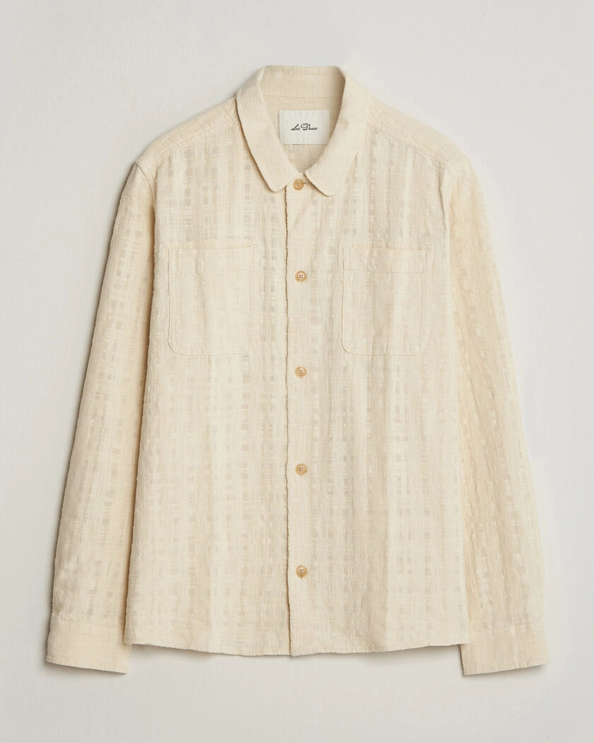 LES DEUX Textured Slub Overshirt Ivory – Beige